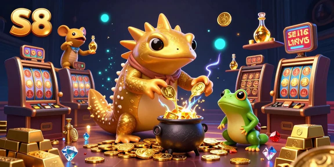 S8 captivates gamblers in a golden casino realm where alchemy and winning collide.