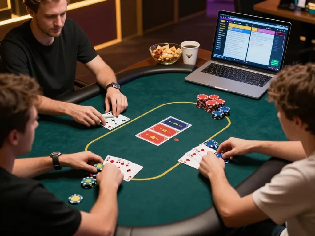 X88 online players strategizing with poker chips in a vibrant digital game setting.