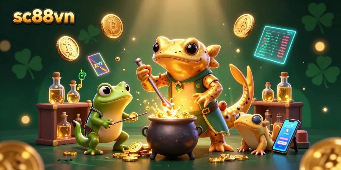 Engage with the exciting action at sc88vn, where golden coins and crypto elements create a vibrant gaming scene.