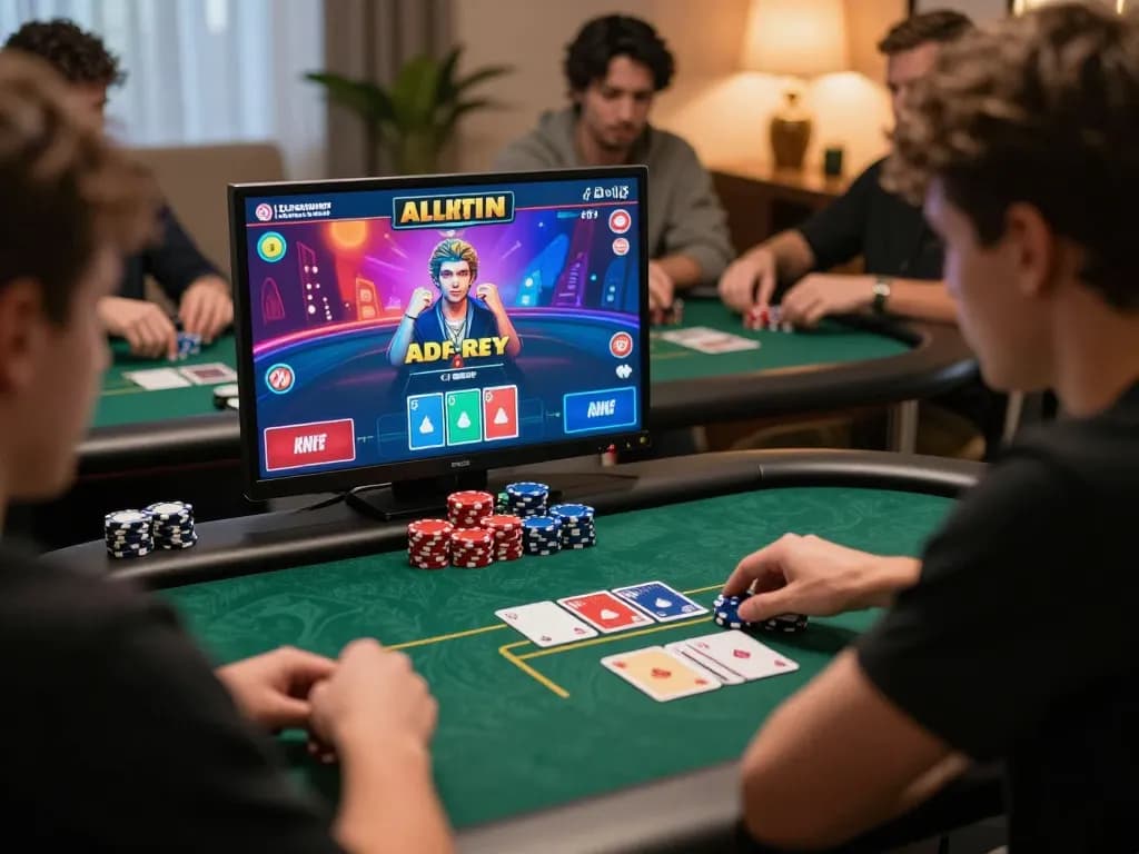 Players engaging in online poker action at hm88 with dynamic chip stacks and focused gameplay.