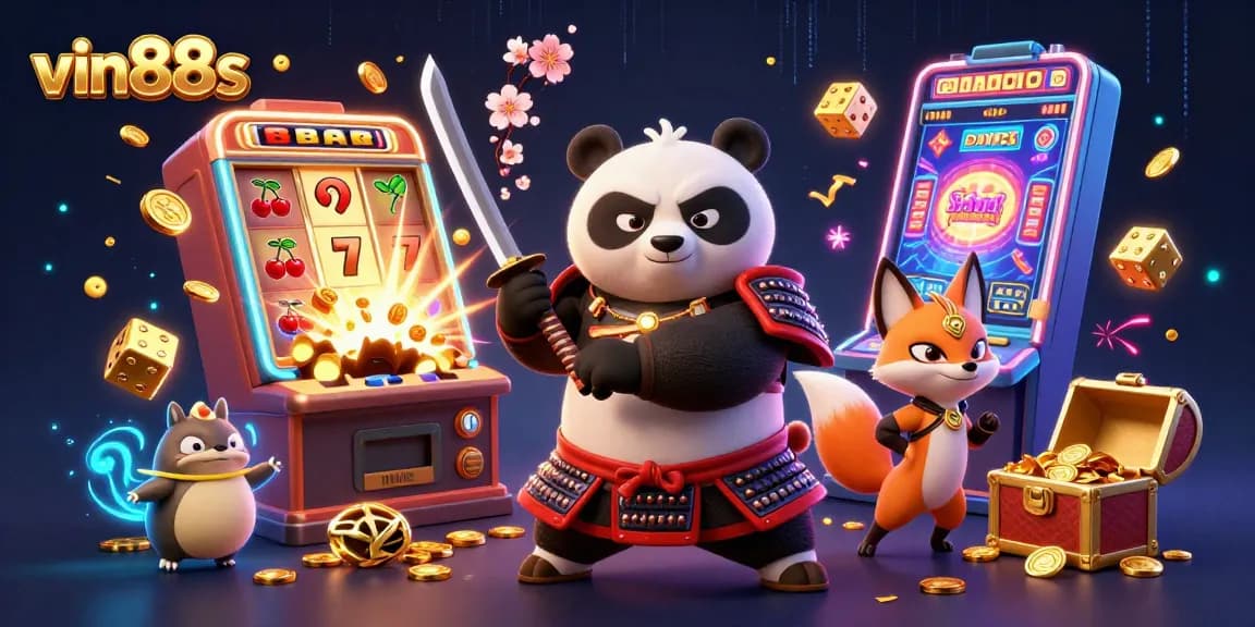 Join the exhilarating gaming action at vin88s with dynamic characters and a vibrant casino atmosphere.