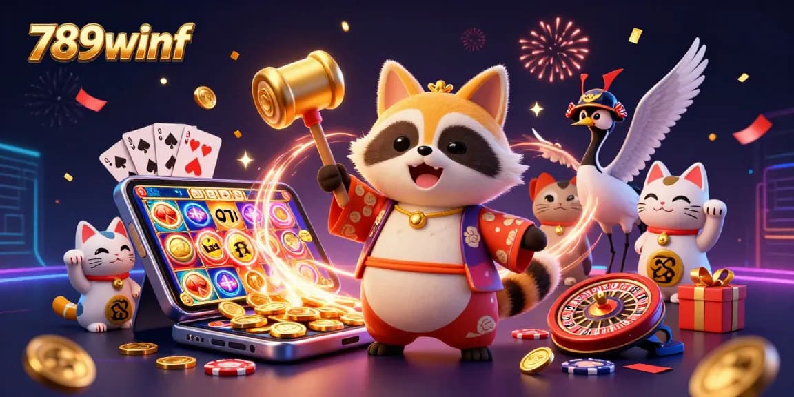 Win big with 789winf in this vibrant casino illustration showcasing a lively festival theme.