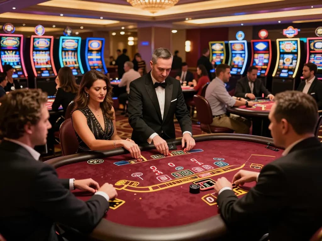 TR88 players enjoying intense blackjack gameplay at a luxurious casino table