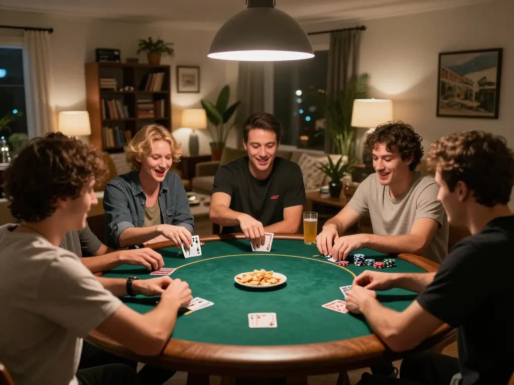 Players enjoying a poker game night at home, highlighting SC88 Com's social gambling experience