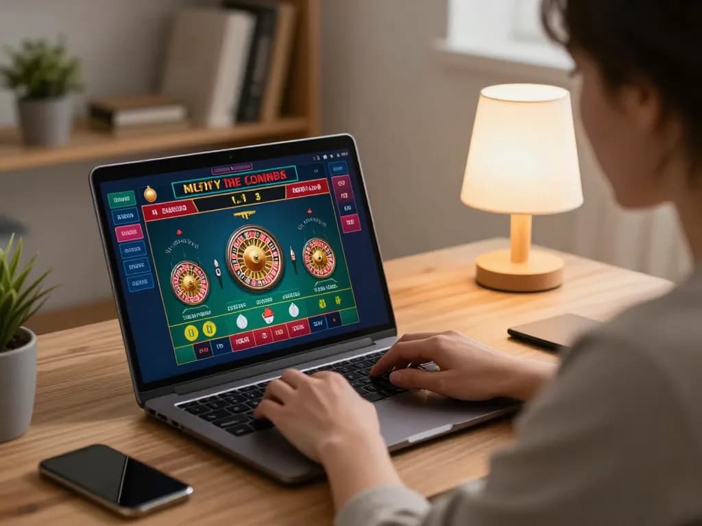 Experience strategic gameplay with fabet at home using a laptop for online casino gaming.