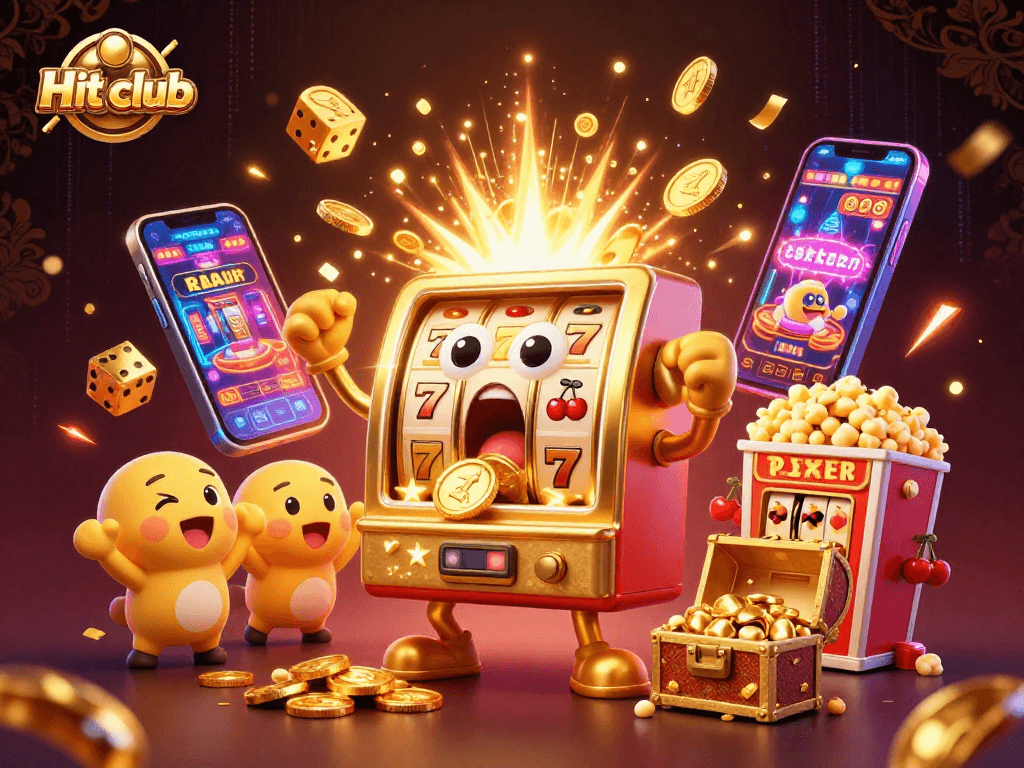 Engage with the Hit club slot machine as it hits a jackpot, surrounded by celebration and excitement.