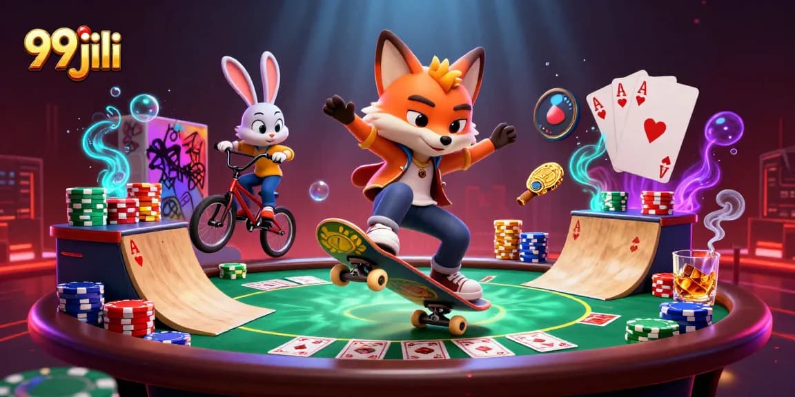 Experience 99 jili's vibrant gaming scene with captivating characters and casino elements in action.