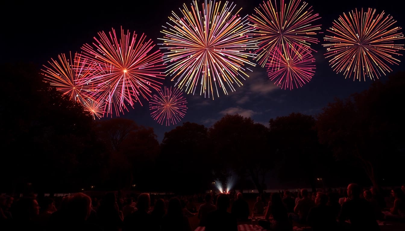 Enjoy the spectacle of cheap fireworks near me lighting up the night sky with vibrant explosions.