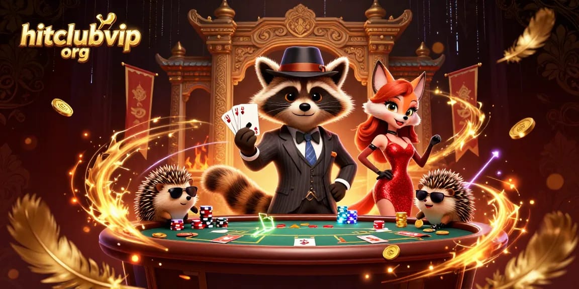 Experience the excitement at hitclubvip org with vibrant characters at a lively poker table.