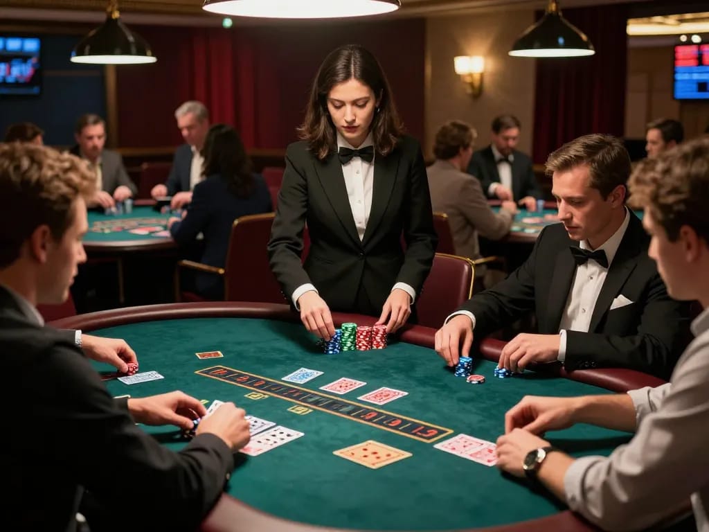 Experience the dynamic action of a blackjack game featuring a wiederverwendbare Staubbindematte Reinraum at a classy casino table.
