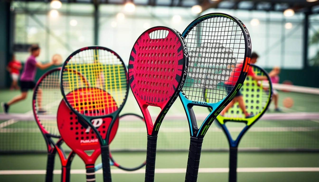 Padel tennis schläger in action during a competitive match, showcasing their unique designs und features.