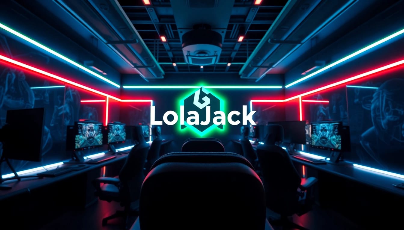 LolaJack Gaming Area mit modernem Equipment und lebhaften LED Lichtern