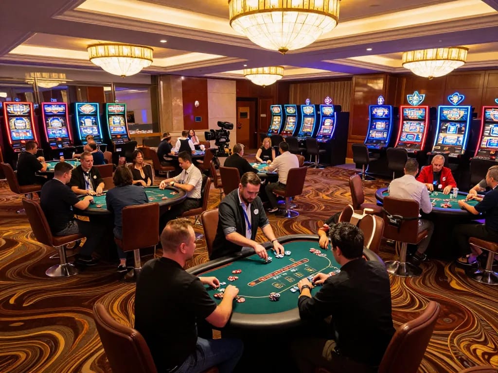 Engaged players enjoying high-stakes poker at Nhà Cái SC88's upscale casino