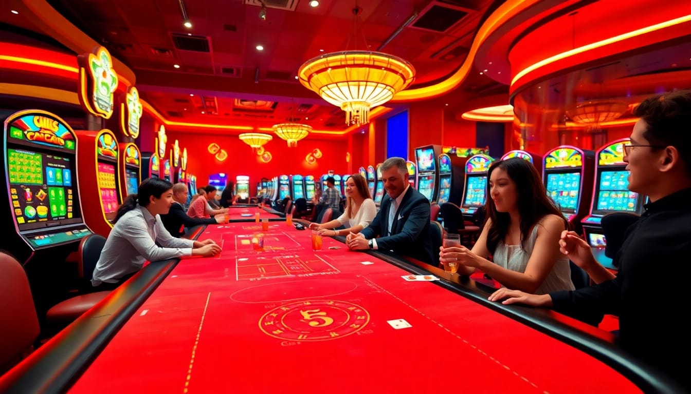 Erlebe das aufregende Casino-Ambiente in Golisimo Germany mit bunten Spielautomaten und Spieltischen.
