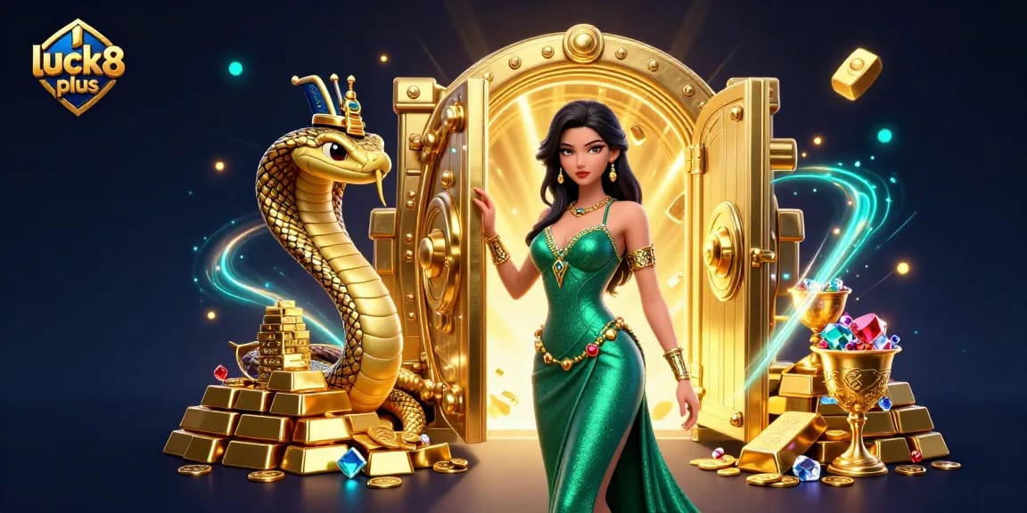 Engage in the thrilling world of luck8 plus with a stunning 3D digital illustration showcasing the excitement of jackpot gaming and visual luxury.