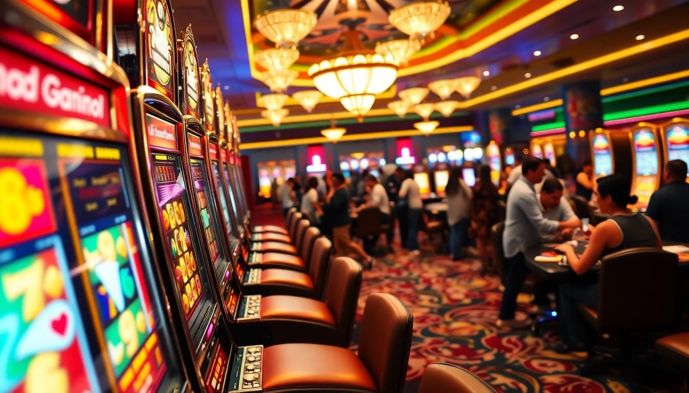 Spassino Casino: Spieler genießen spannende Slotmaschinen in lebendigem Ambiente.