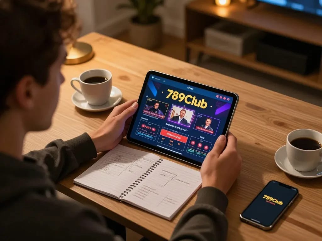 Engaging gameplay on 789Club's app, showcasing dynamic online casino action in a cozy home setting.