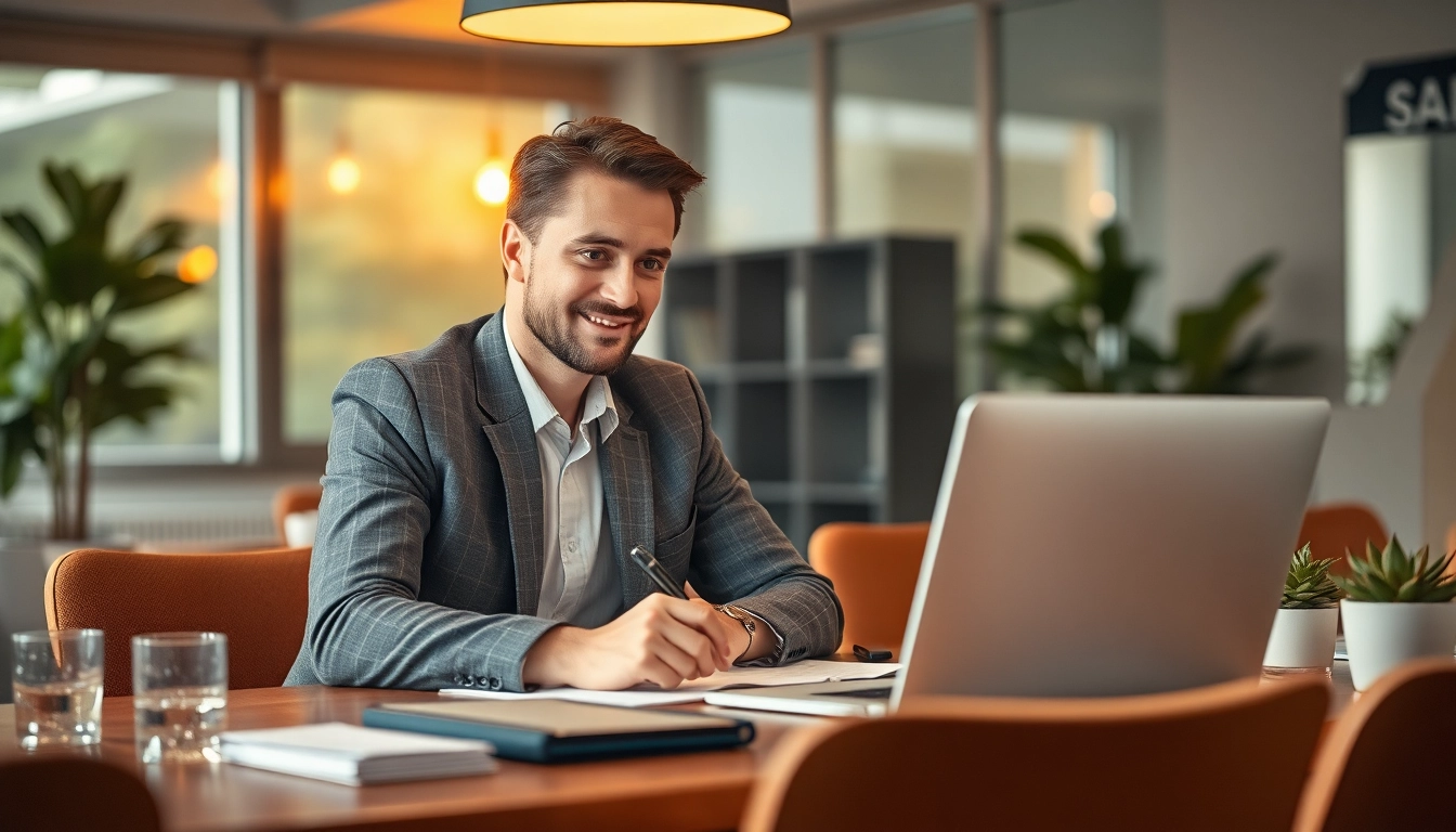 Headhunter berät Klienten über Talente, während Lebensläufe auf dem Tisch liegen.