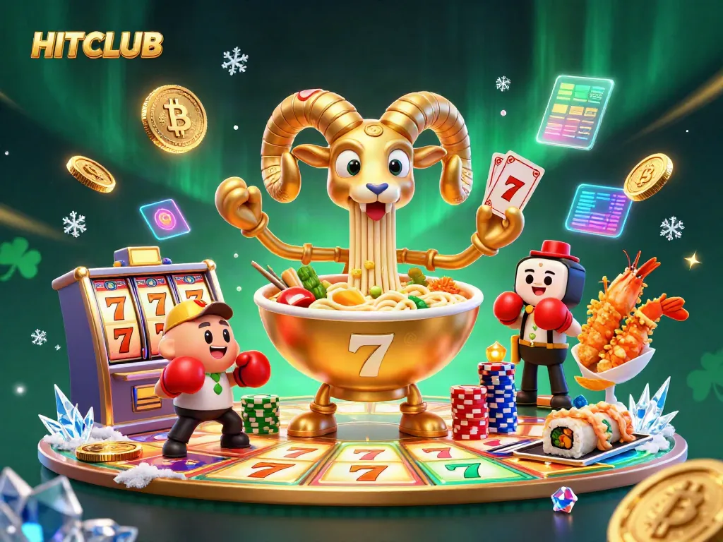 Engage with HITCLUB's vibrant casino scene featuring animated characters and dynamic slot game elements.