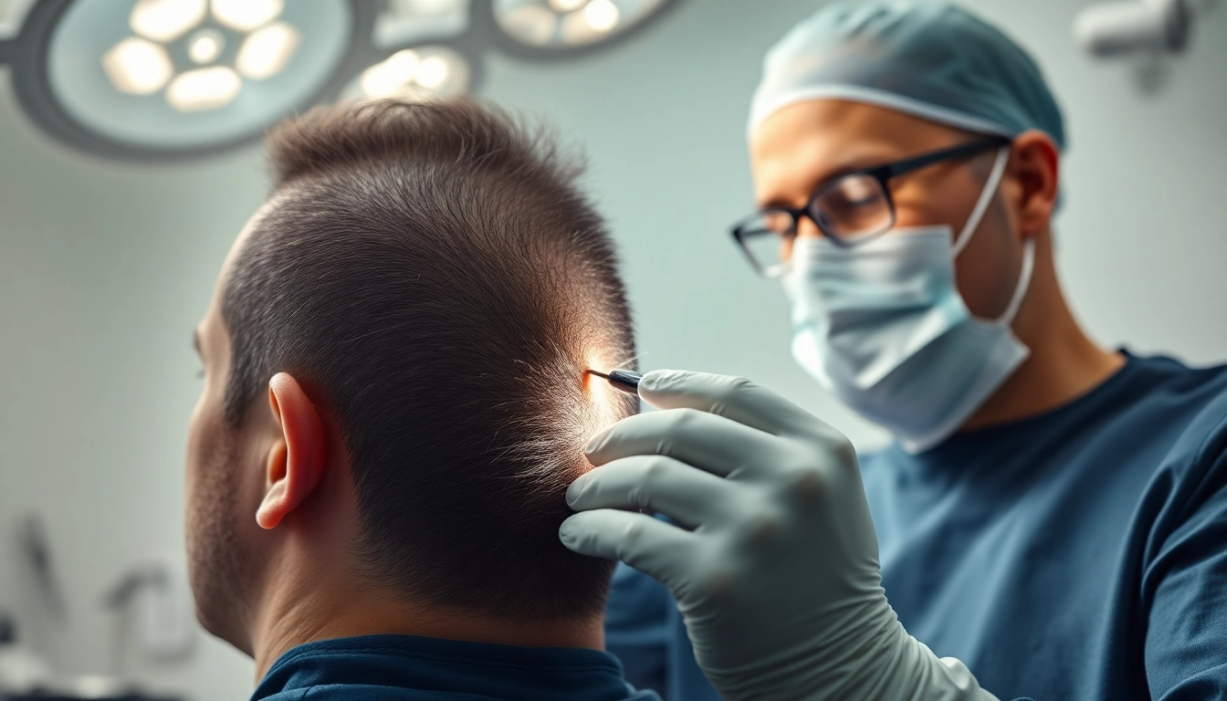 Haartransplantation Türkei in einem modernen Kliniksetting mit einem erfahrenen Chirurgen und einem Patienten.