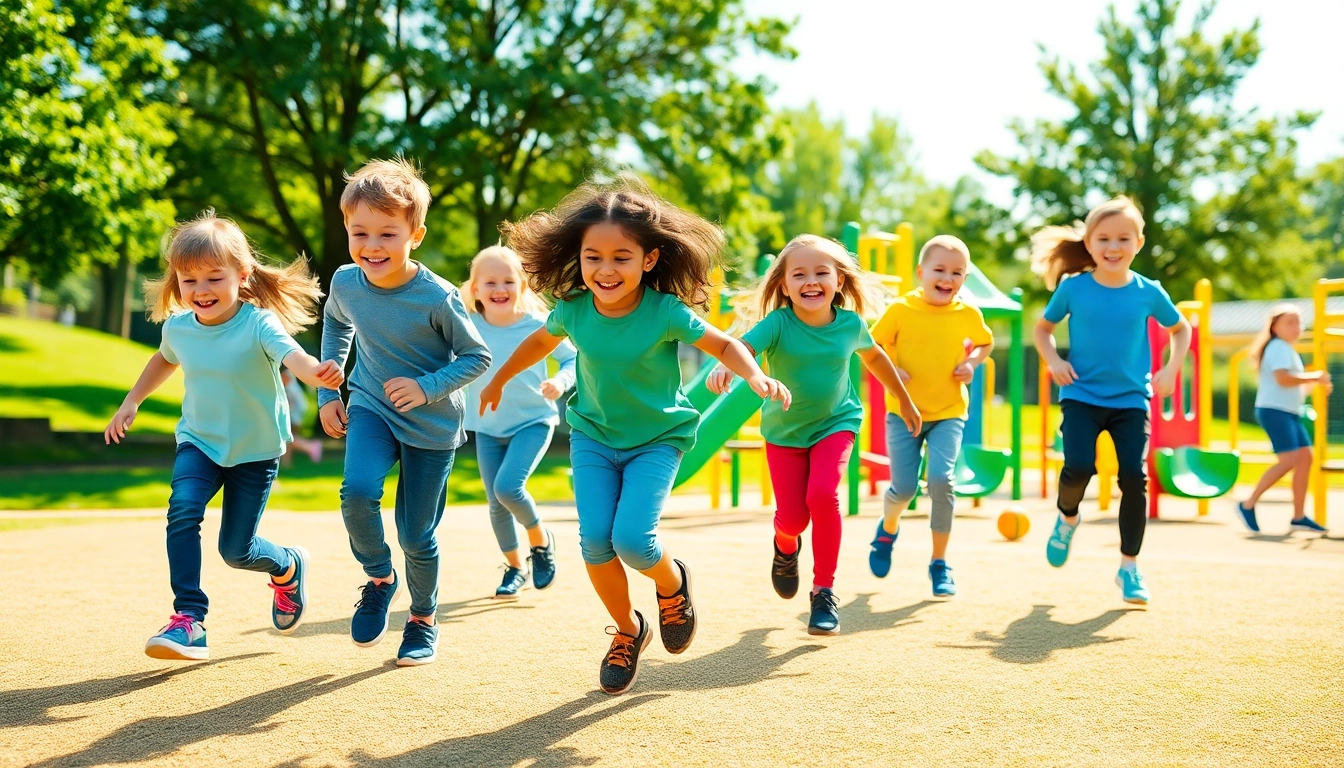 Kinder spielen Bewegungsspiele im Freien – hier mehr erfahren ueber kreative Ideen und Aktivitaeten.