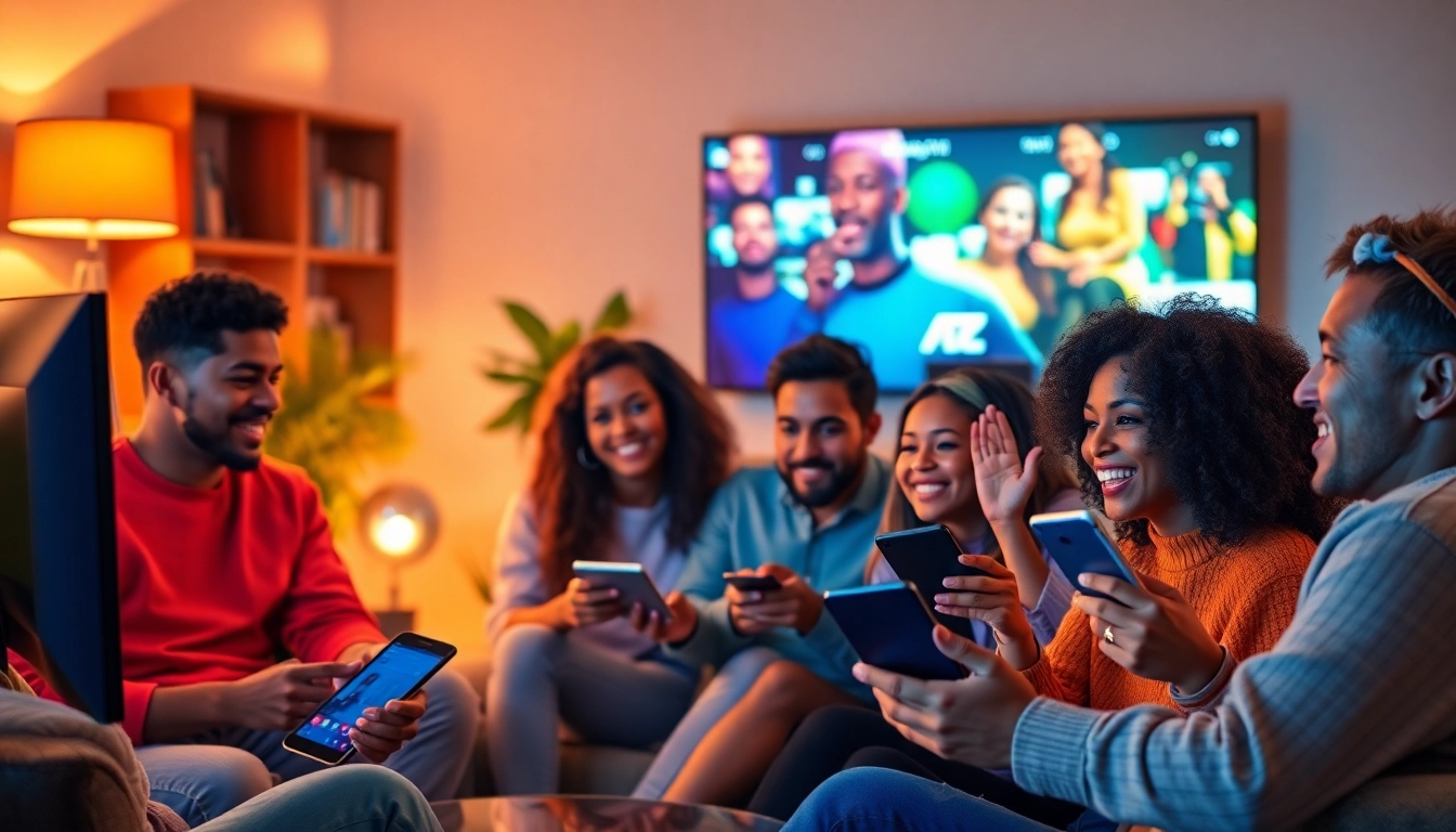 Viewers enjoying IPTV kaufen in a modern living room with multiple devices streaming content seamlessly.