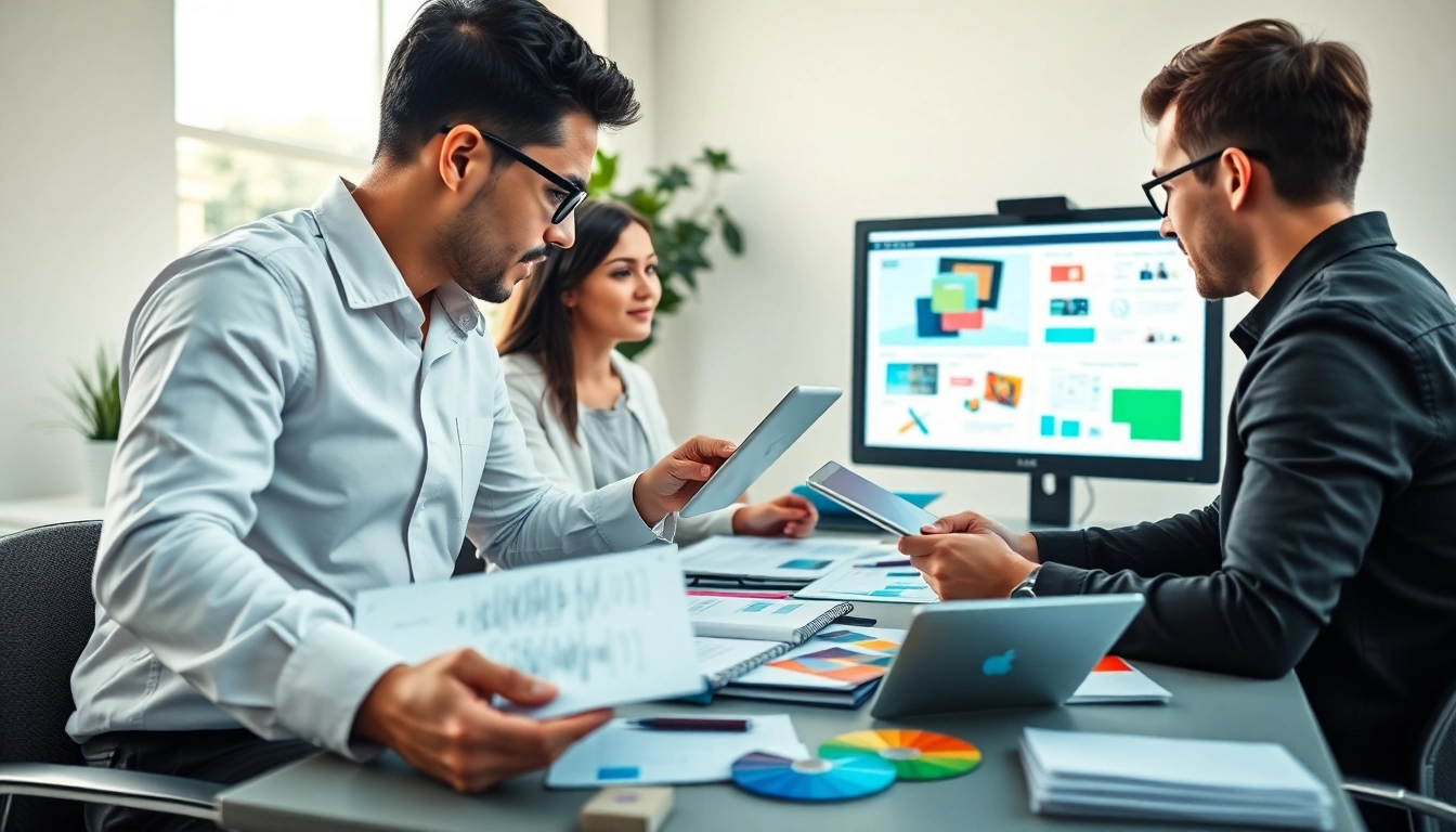 Kreatives Webdesign Hannover in modernem Büro mit Materialien und interaktiven Elementen.