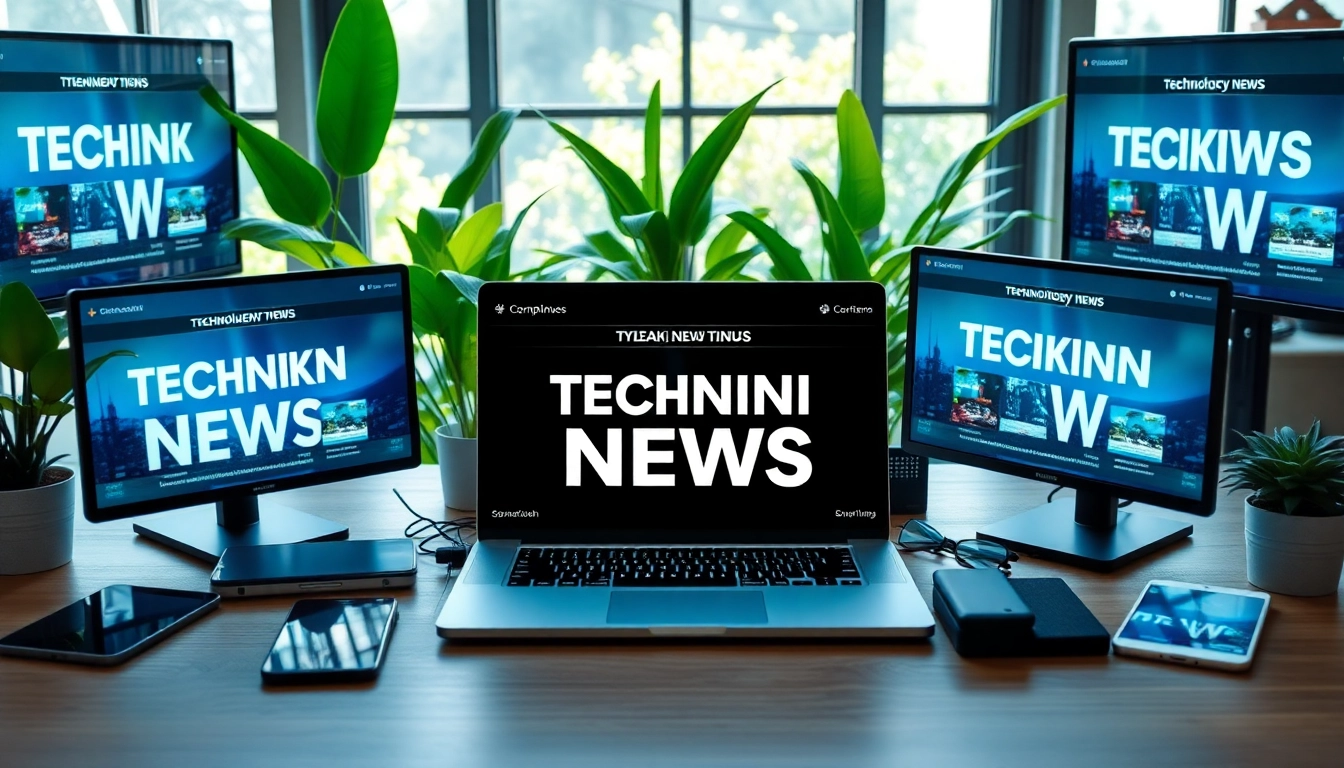 Technik News displayed on modern tech devices in a sleek workspace with vibrant atmosphere.