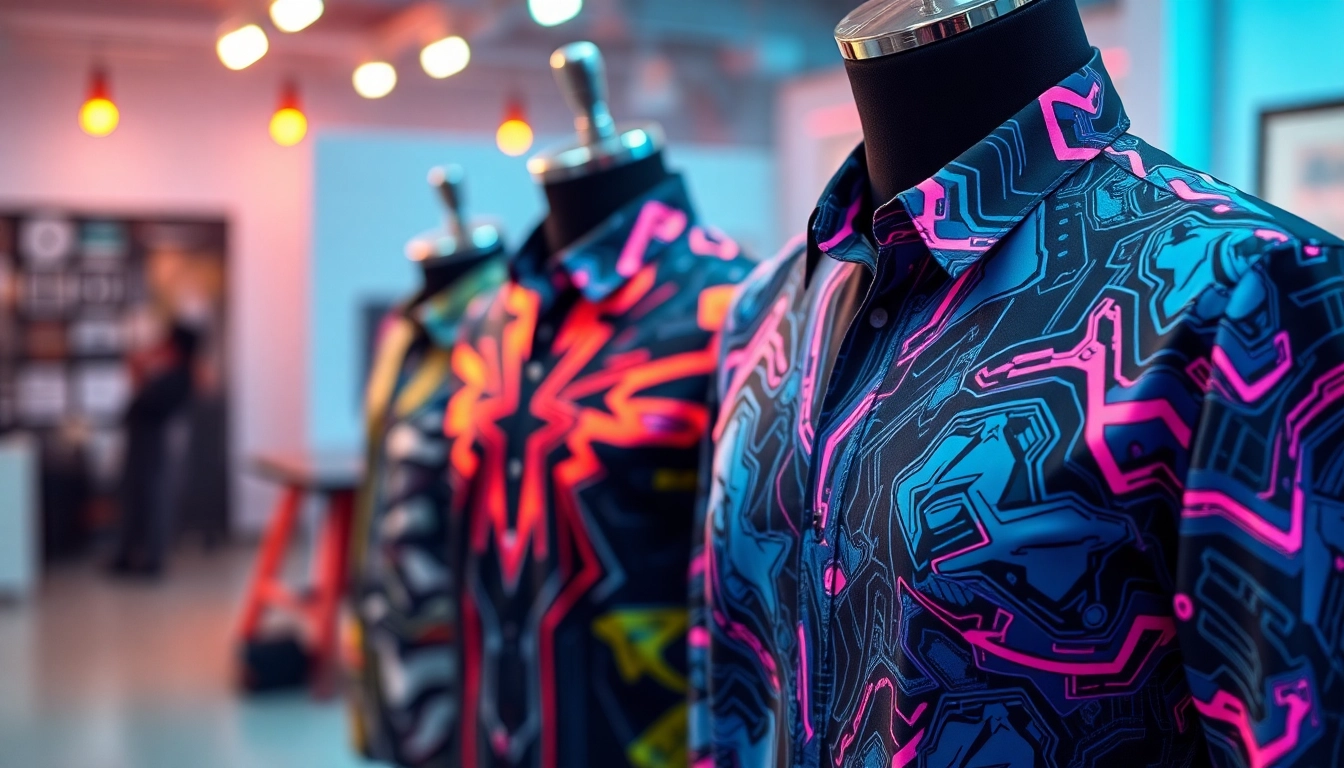 Präsentiere einzigartige cyberware shirt designs mit futuristischen Mustern und lebhaften Farben.