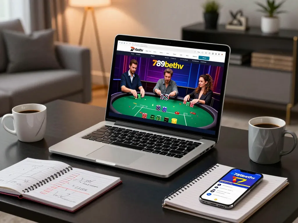 Experience thrilling online poker action with 789bethv in a cozy gaming setup.