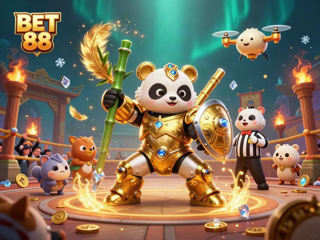 Experience thrilling gameplay at BET 88 with our vibrant casino-themed illustrated scene.