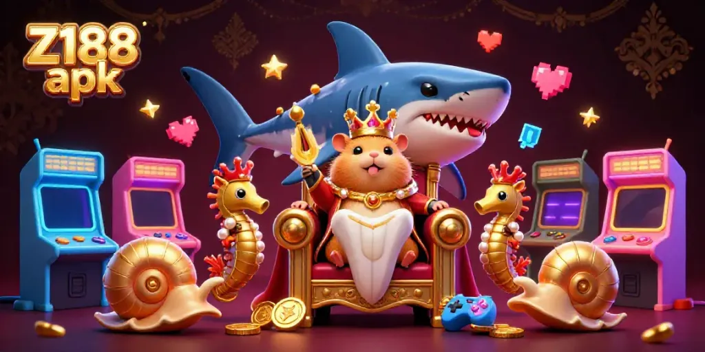 Experience thrilling gameplay with Z188 apk, featuring a fierce hamster king and dynamic casino elements.