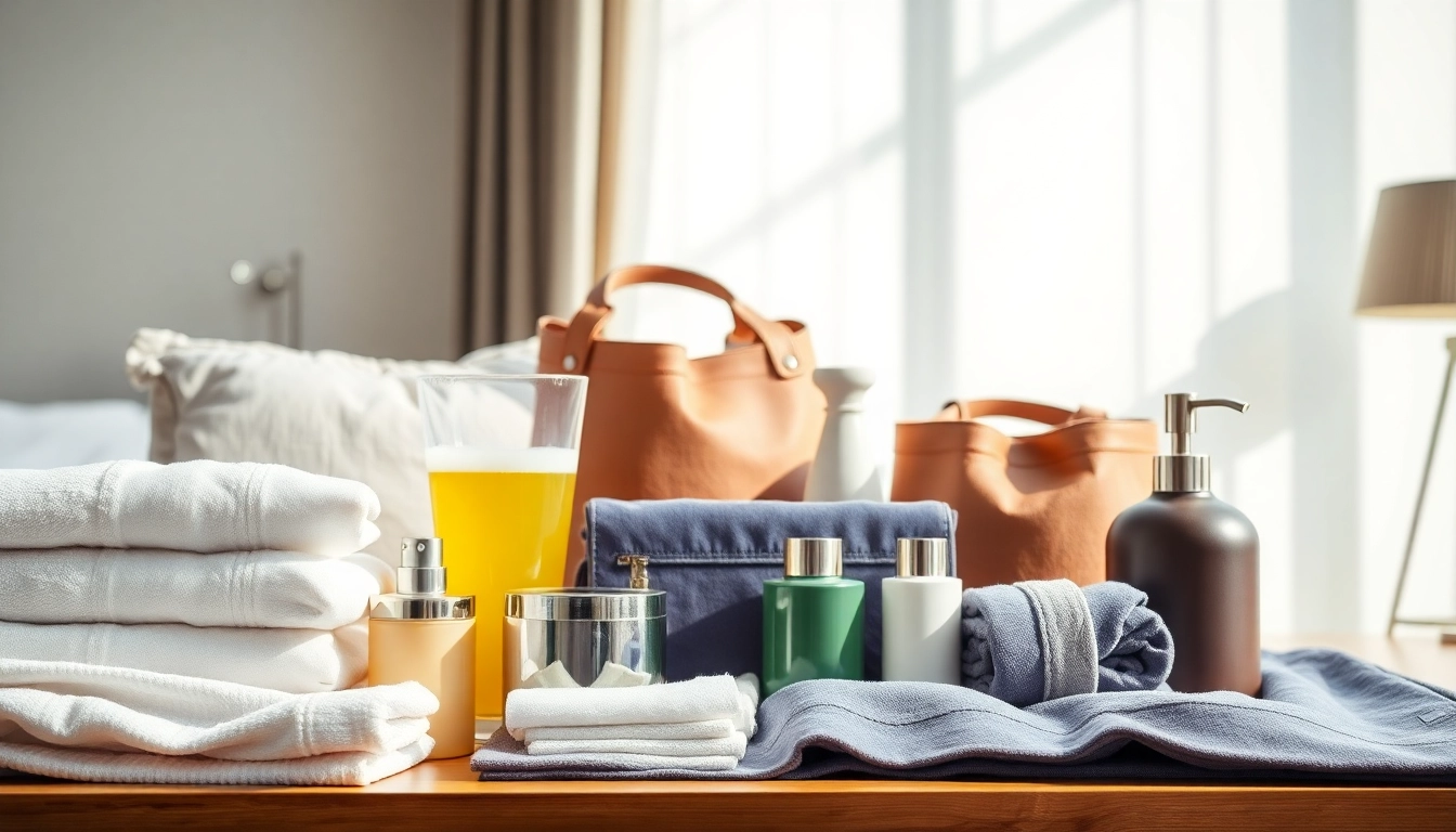 Professionelle Hotelbedarf mit hochwertigen Produkten in eleganter Anordnung.