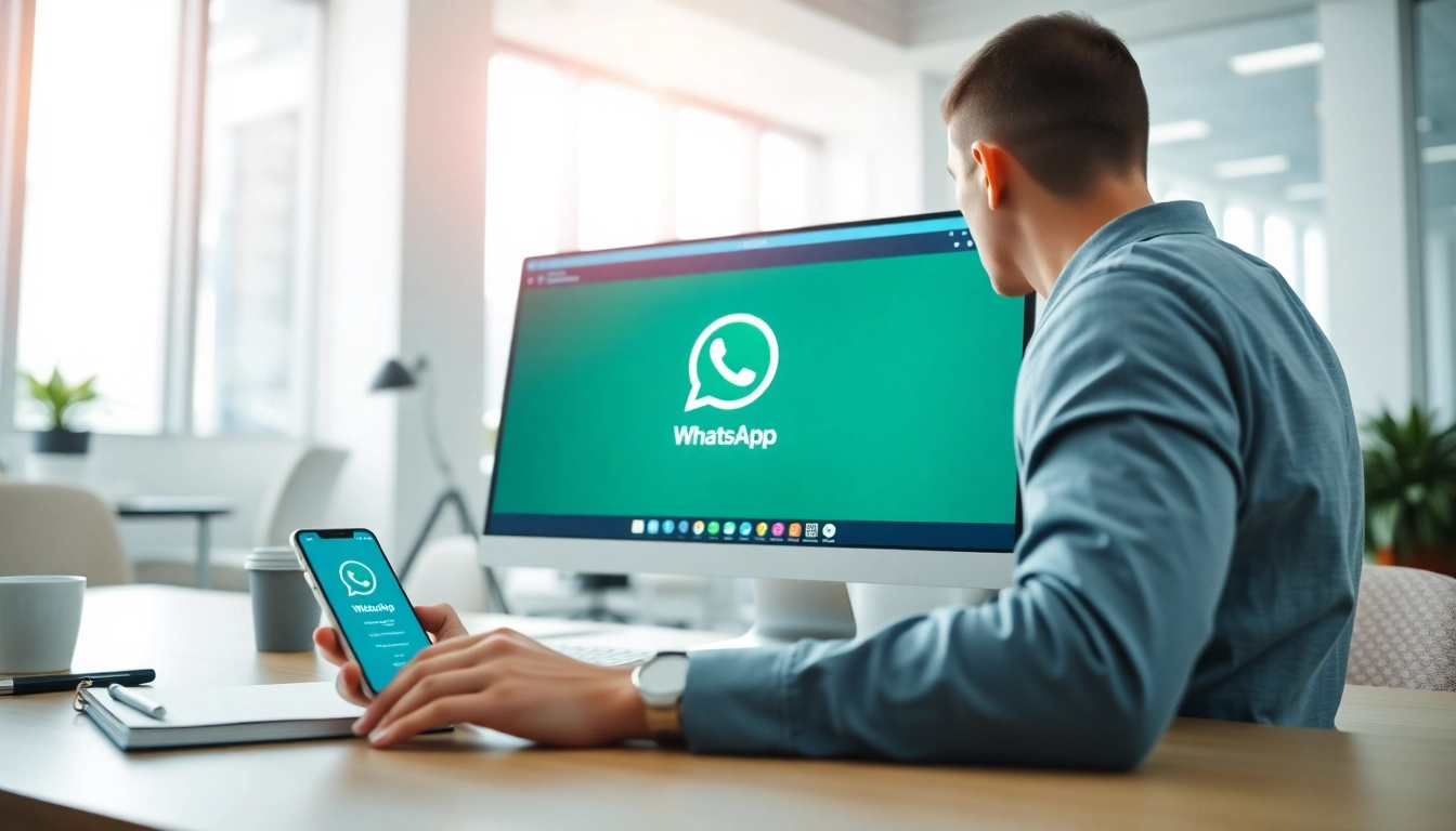 Experience seamless communication with WhatsApp网页版 in a modern office setup.