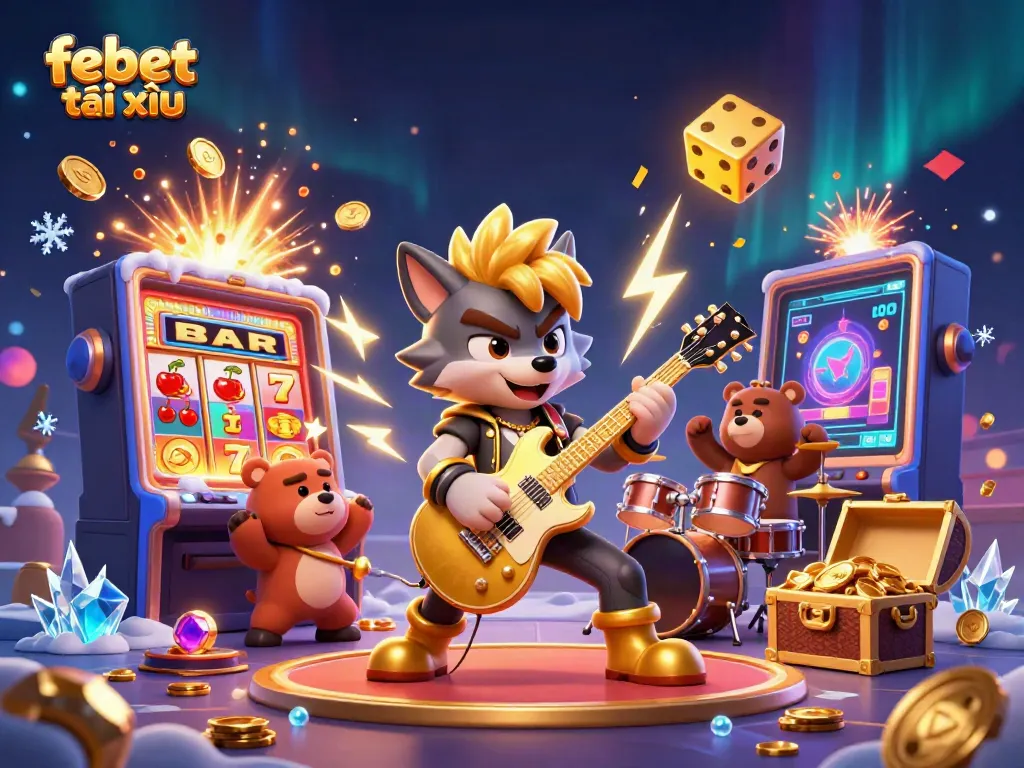 Experience thrilling gameplay with febet tài xỉu in this vibrant casino illustration full of excitement.