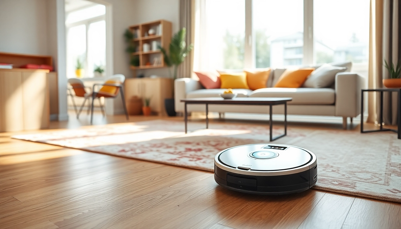 Roboterstaubsauger Vergleich in einem modernen Wohnzimmer, der Stil und Technologie vereint.