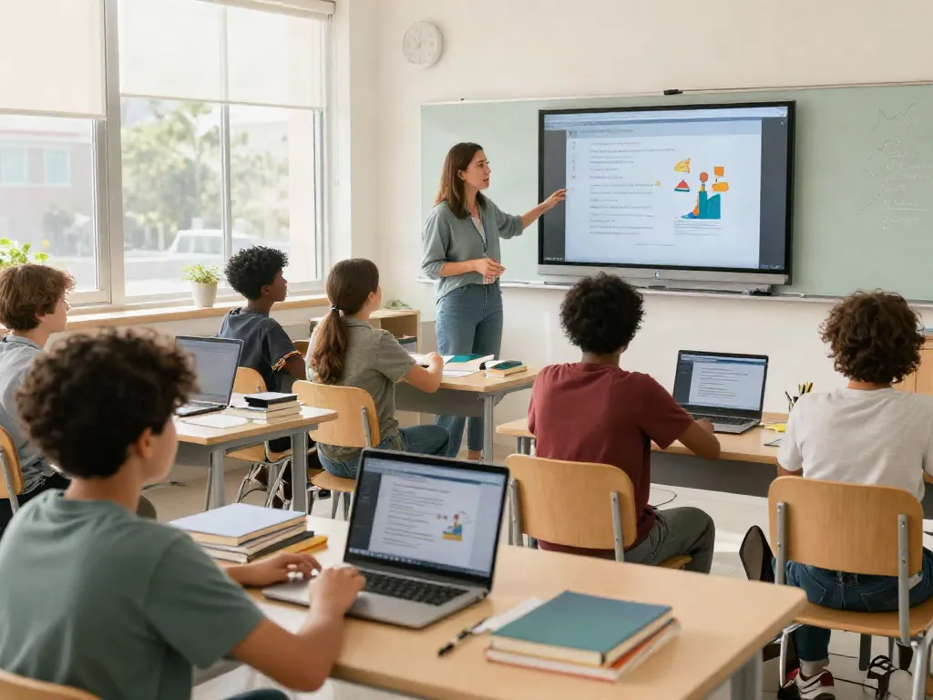 Diverse students at ROKOK88 learning digitally in an engaging classroom setting.