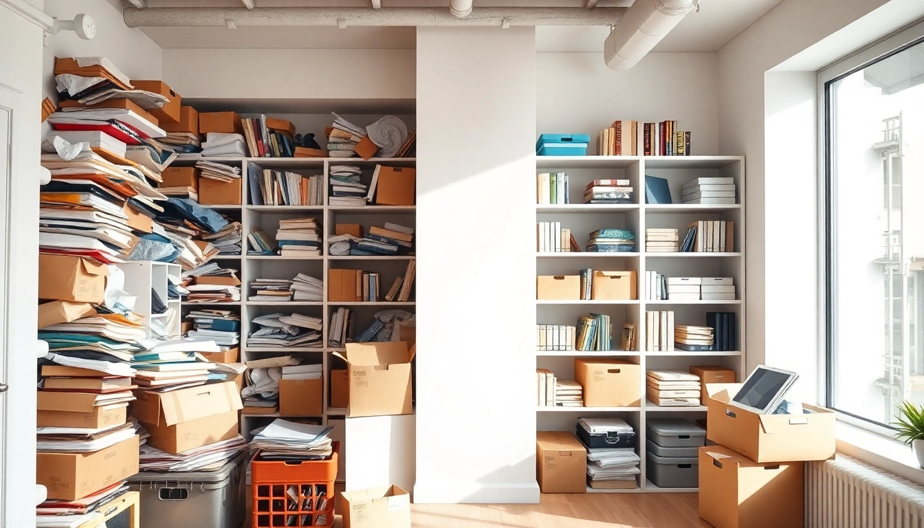 Entrümpelung Freiburg – Professional decluttering service transforming cluttered space into an organized room.