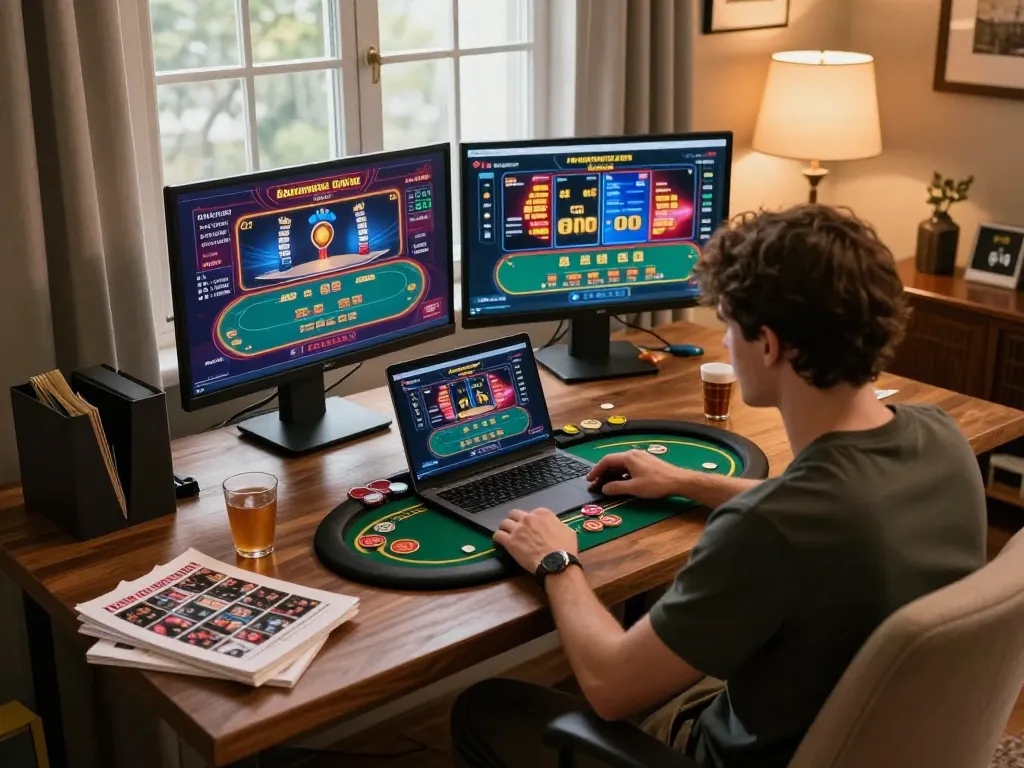 Play online casino games at Hubet while enjoying a cozy home setup with strategy notes.