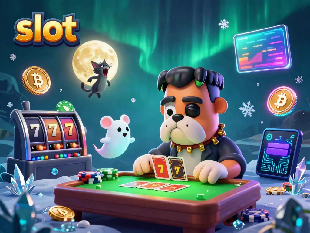 Experience thrilling slots with a spooky scene featuring dynamic casino elements and vibrant characters