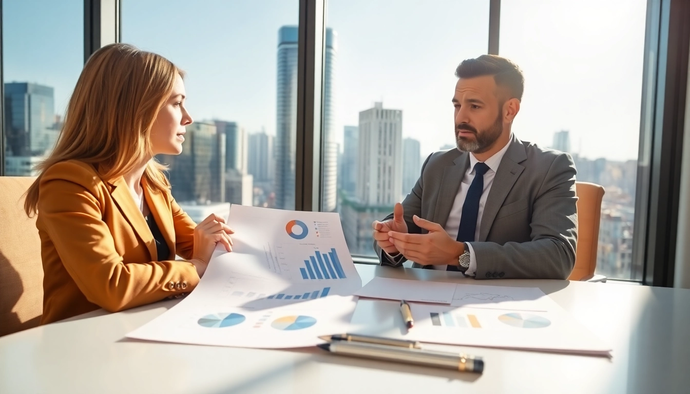 Kreditvergleich der besten Finanzierungen durch einen Berater in einem modernen Büro.