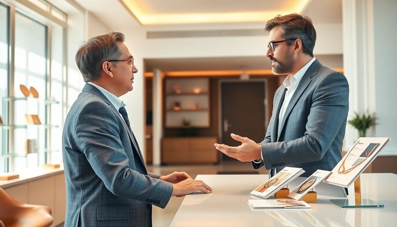 Goldankauf Berlin: Expert gold buying consultation in a modern office setting.
