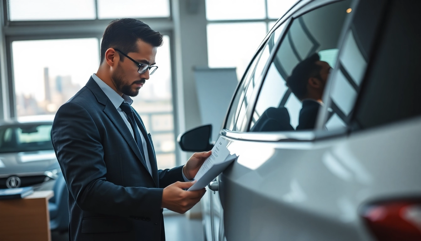 Kfz Gutachten Düsseldorf: Fachmann bei der Fahrzeugbewertung in einem professionellen Büro.