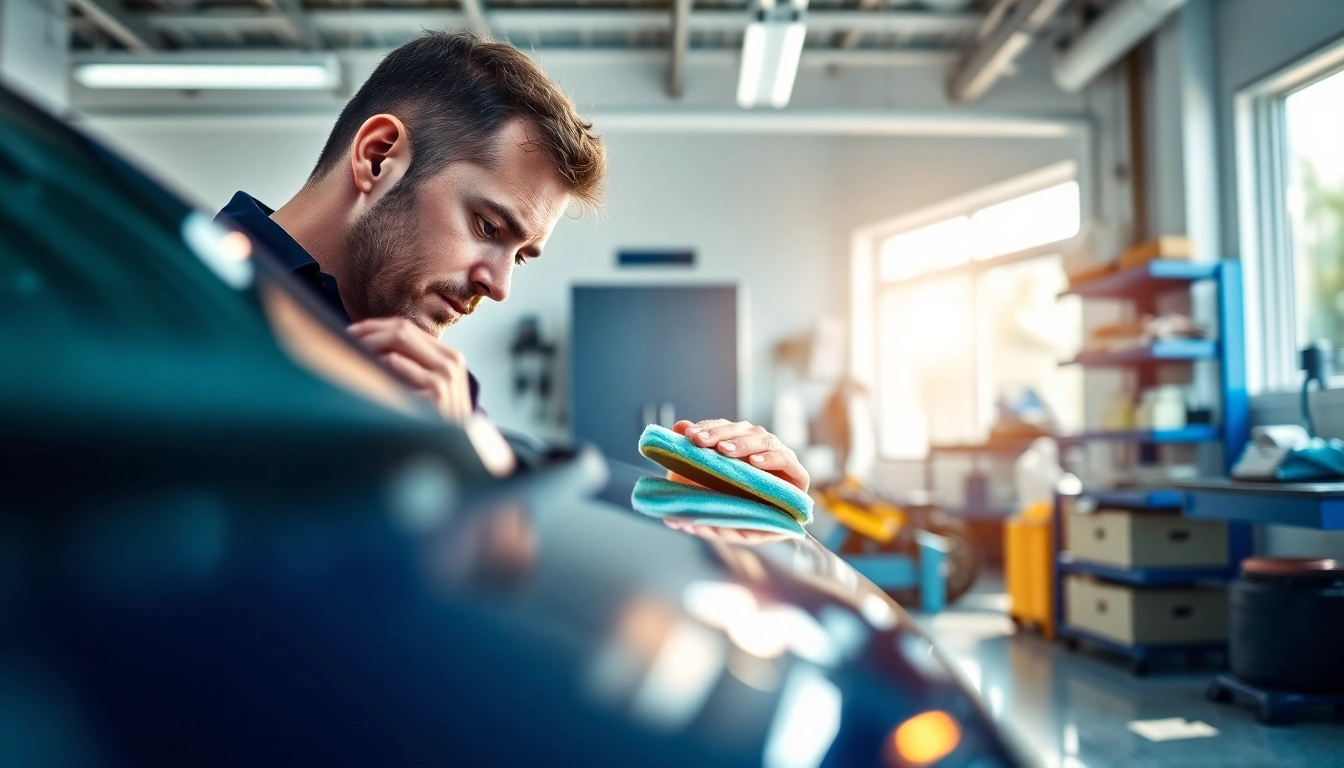 Autoaufbereitung Lennestadt - Techniker bei der perfekten Fahrzeugaufbereitung in einer modernen Werkstatt.