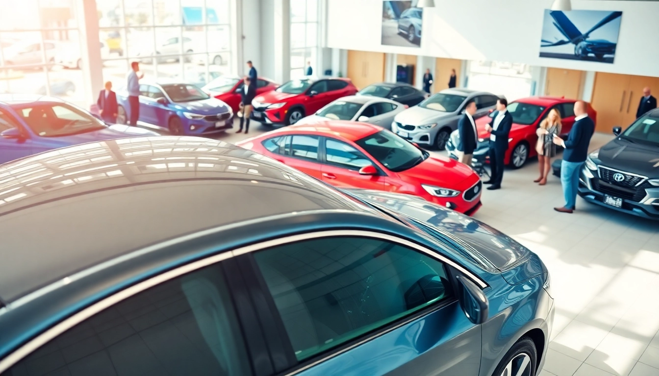 Auto kaufen: Moderne Fahrzeuge in einem einladenden Autohaus präsentieren sich lebhaft.
