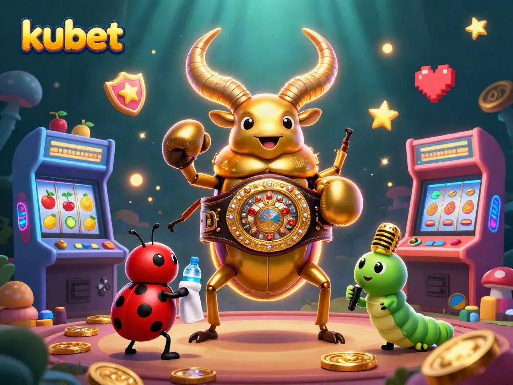Experience thrilling gameplay with kubet in a vibrant casino illustration featuring iconic game elements.