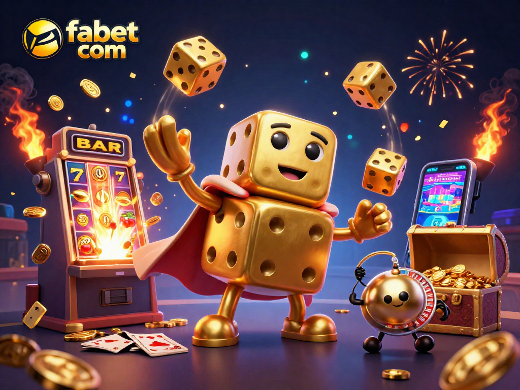 Engage with fabet com's thrilling games in a vibrant casino scene filled with excitement and glowing elements.