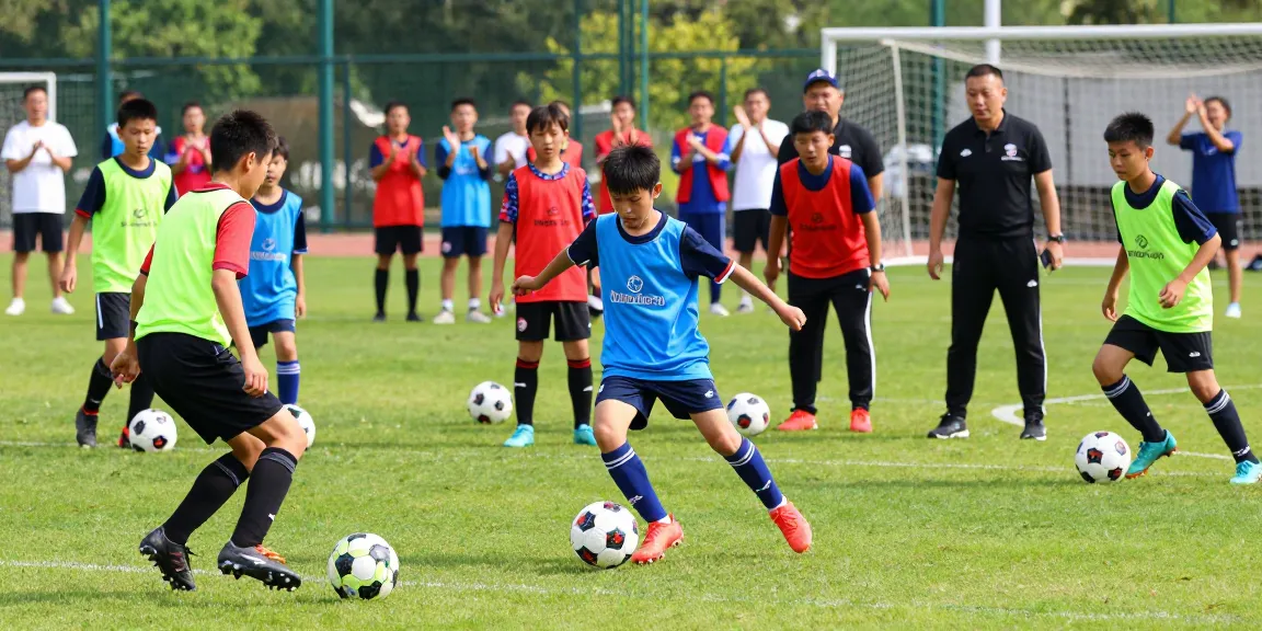 Fußball kaufen - Jugendspieler trainieren mit Mantom Bällen auf grünem Spielfeld.