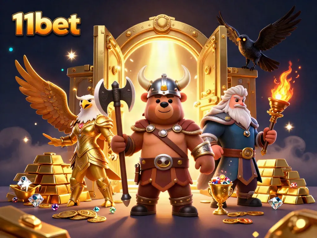 Experience thrilling victories in 11bet's vibrant gaming world featuring dynamic cartoon characters.