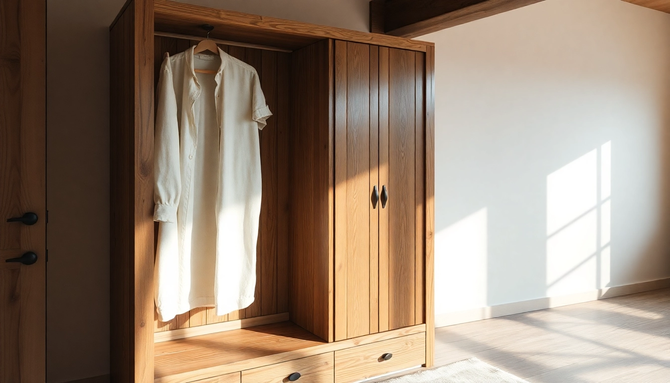 Kleiderbügel Hersteller präsentiert einen stilvollen Holzkleiderbügel in ansprechender Umgebung.